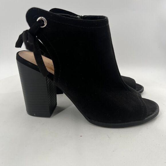 LC Lauren Conrad Sunflower Black Open Peep Toe Tie Back Sandal Booties Size 8M - Picture 9 of 13